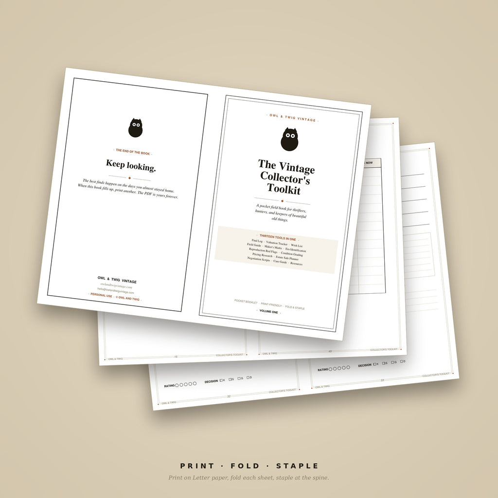 The Vintage Collector's Toolkit collector log pages
