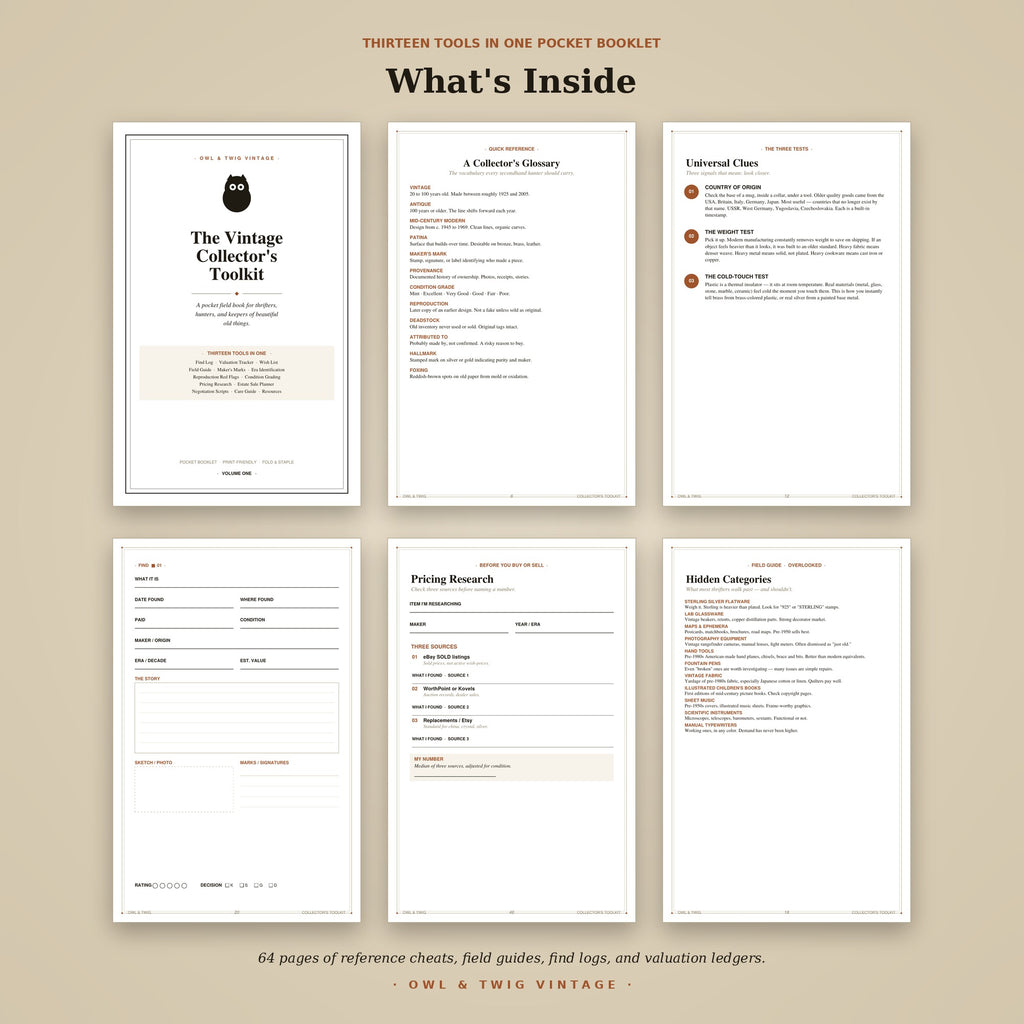 The Vintage Collector's Toolkit printable PDF pages
