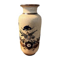 Netzi Mexican Pottery Sandstone Vase Glazed Flowers Fern Folk Art Bird