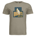 Art Deco egret tee in olive triblend