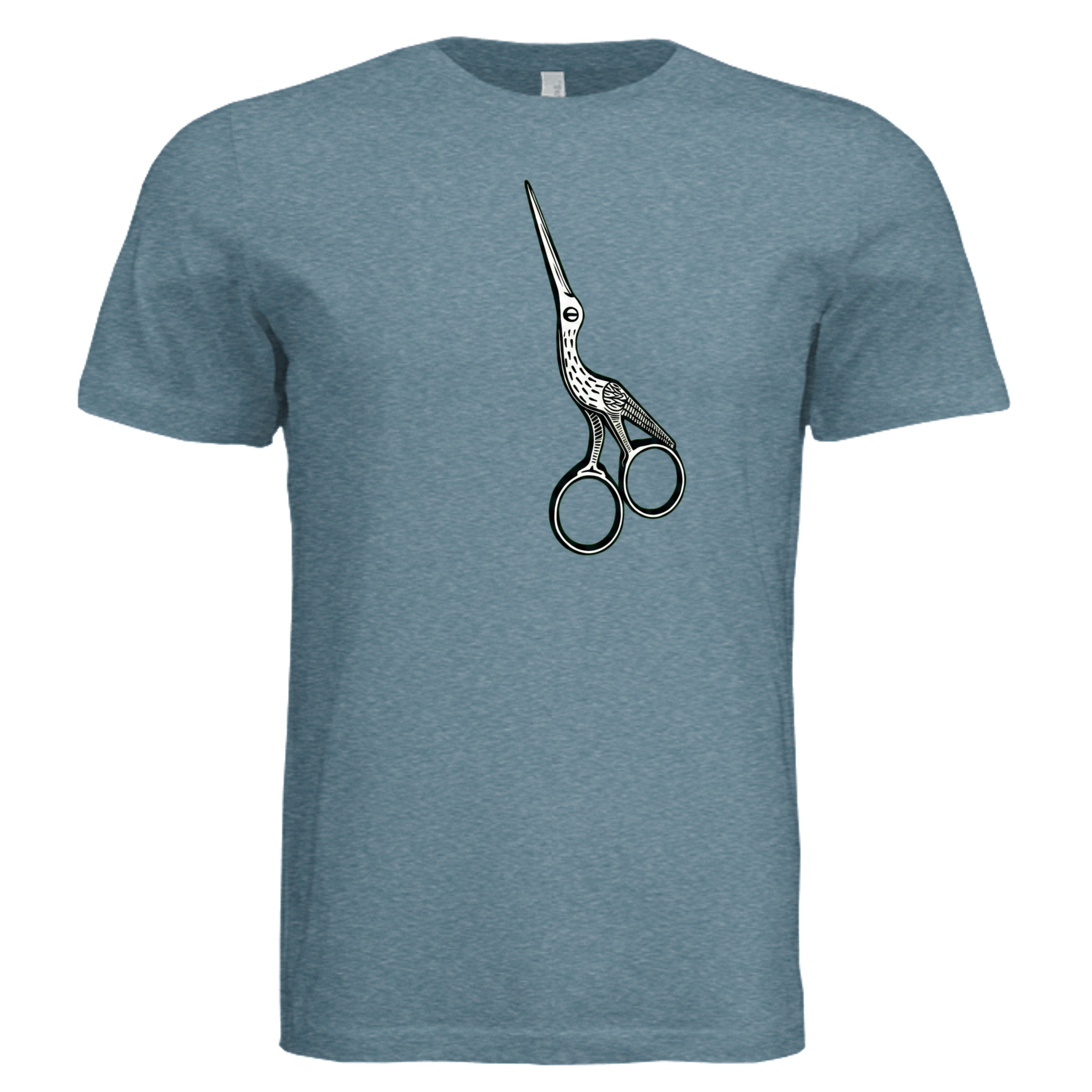 Vintage scissor egret tee in steel blue triblend