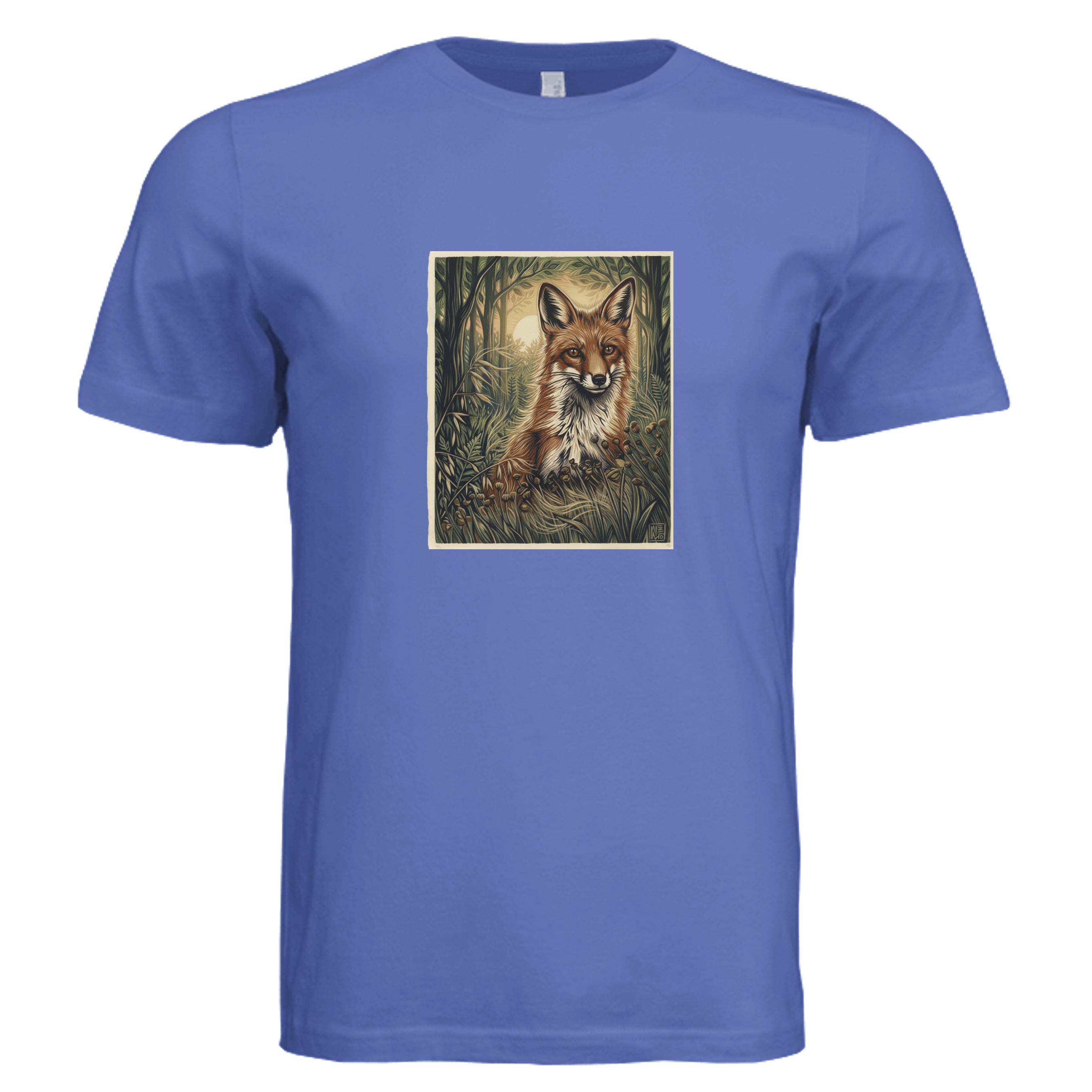 Fox in the forest tee in true royal triblend — Owl and Twig Vintage