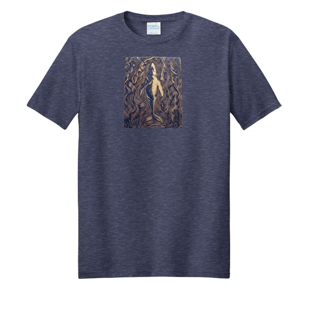 Just Beneath humpback whale tee in navy heather — Owl and Twig Vintage