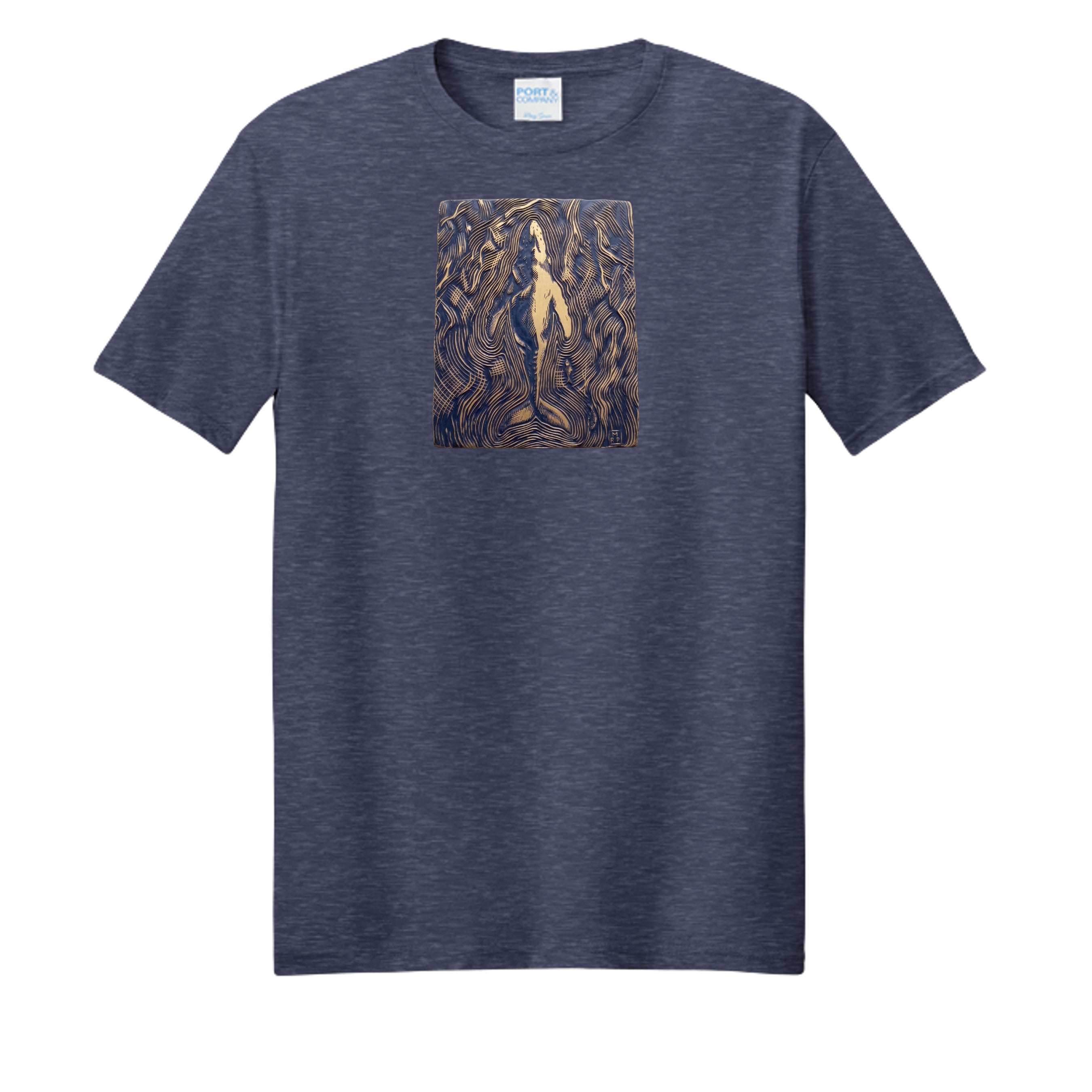 Just Beneath humpback whale tee in navy heather — Owl and Twig Vintage