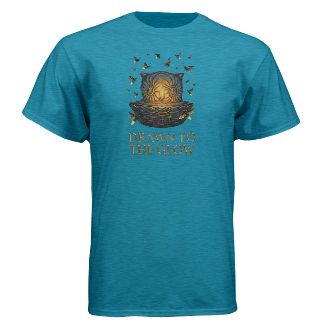 Drawn to the Glow owl-moth tee in vintage turquoise — Owl and Twig Vintage