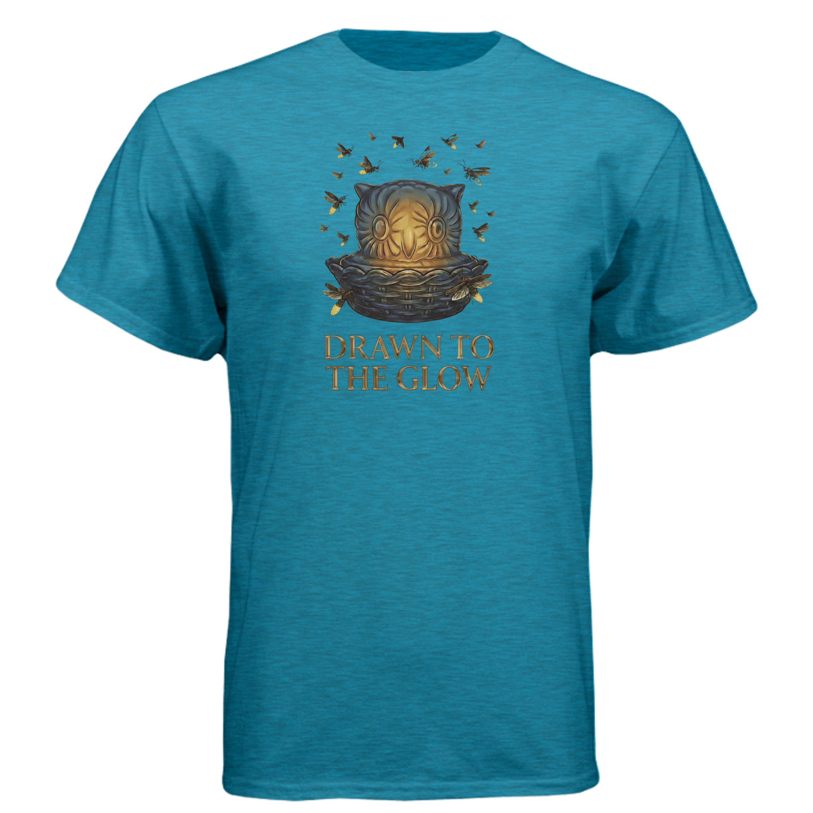 Drawn to the Glow owl-moth tee in vintage turquoise — Owl and Twig Vintage