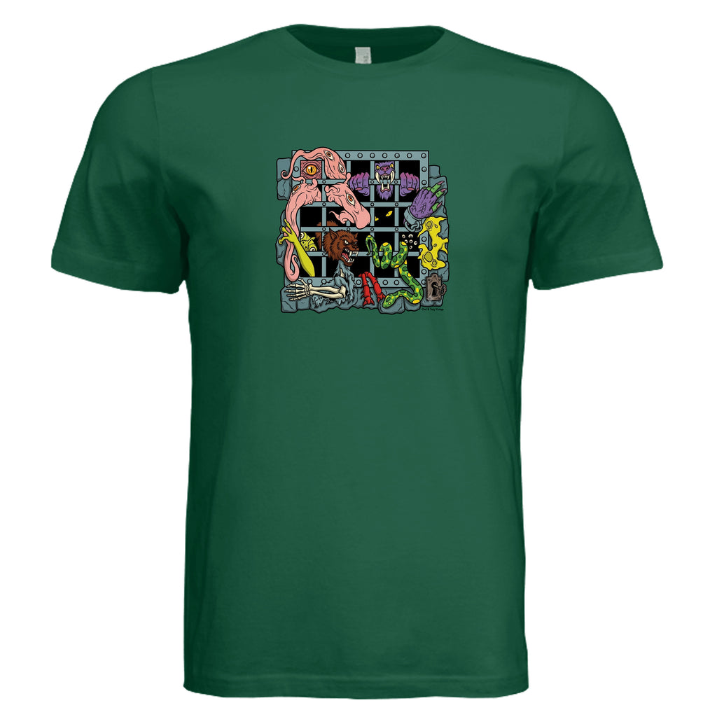 MOTU Castle Grayskull dungeon tee in kelly triblend — Owl and Twig Vintage