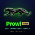 Prowl Pro monthly membership — Prowl panther with green glow, Daily vintage alerts, Owl & Twig Vintage