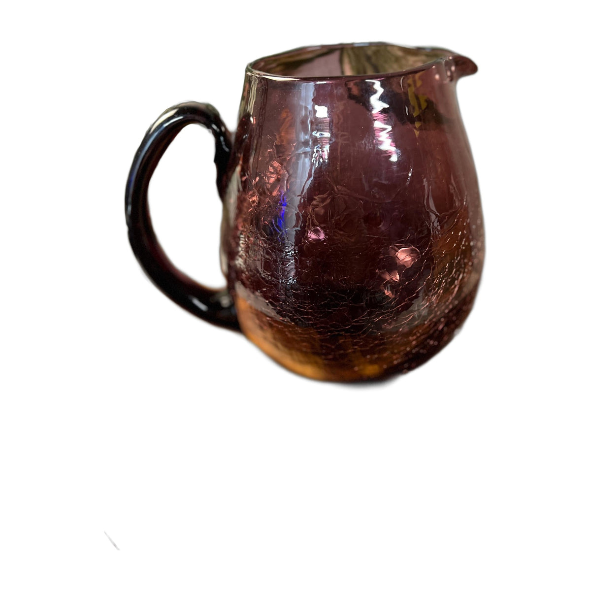 Rainbow or Pilgrim Amethyst Purple CRACKLE Glass PITCHER 6.5" Pitcher