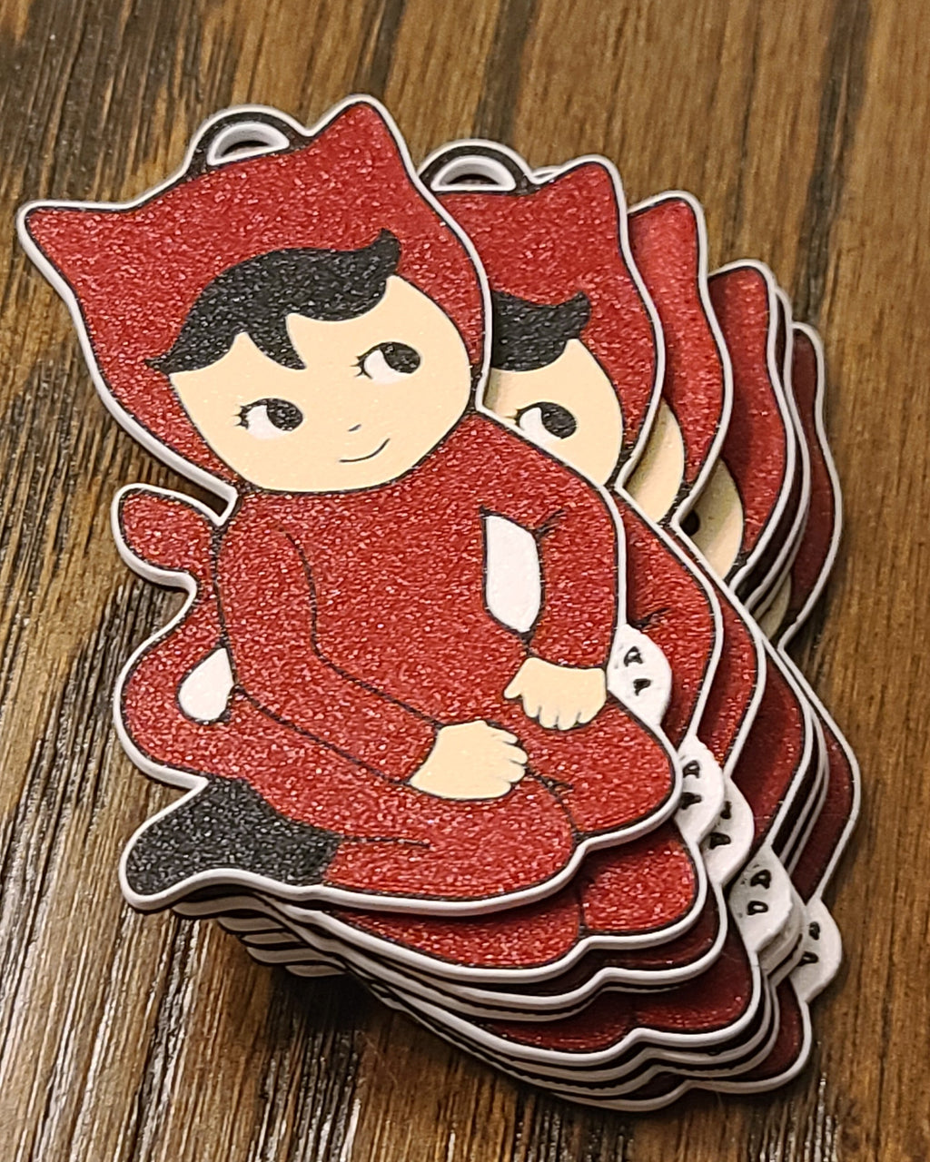 Little devil baby keychain, 1950s ceramic kitsch style
