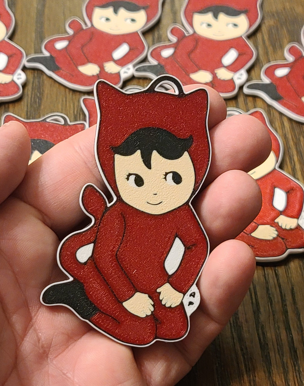 Little devil baby keychain in red