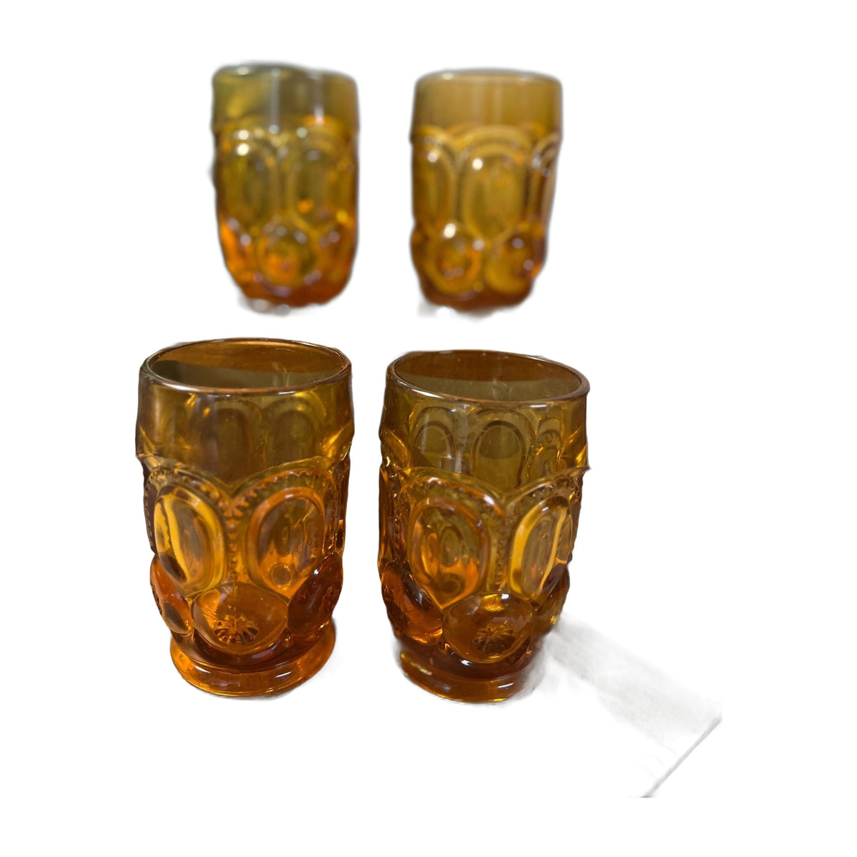 Set Of 4 L. E. Smith Moon And Stars Amber Water or Iced Tea Tumblers holds 11oz