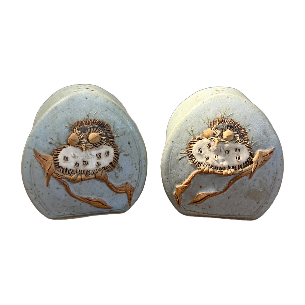 Tami Bier Salt and Pepper Set With Bird Signed and dated 88