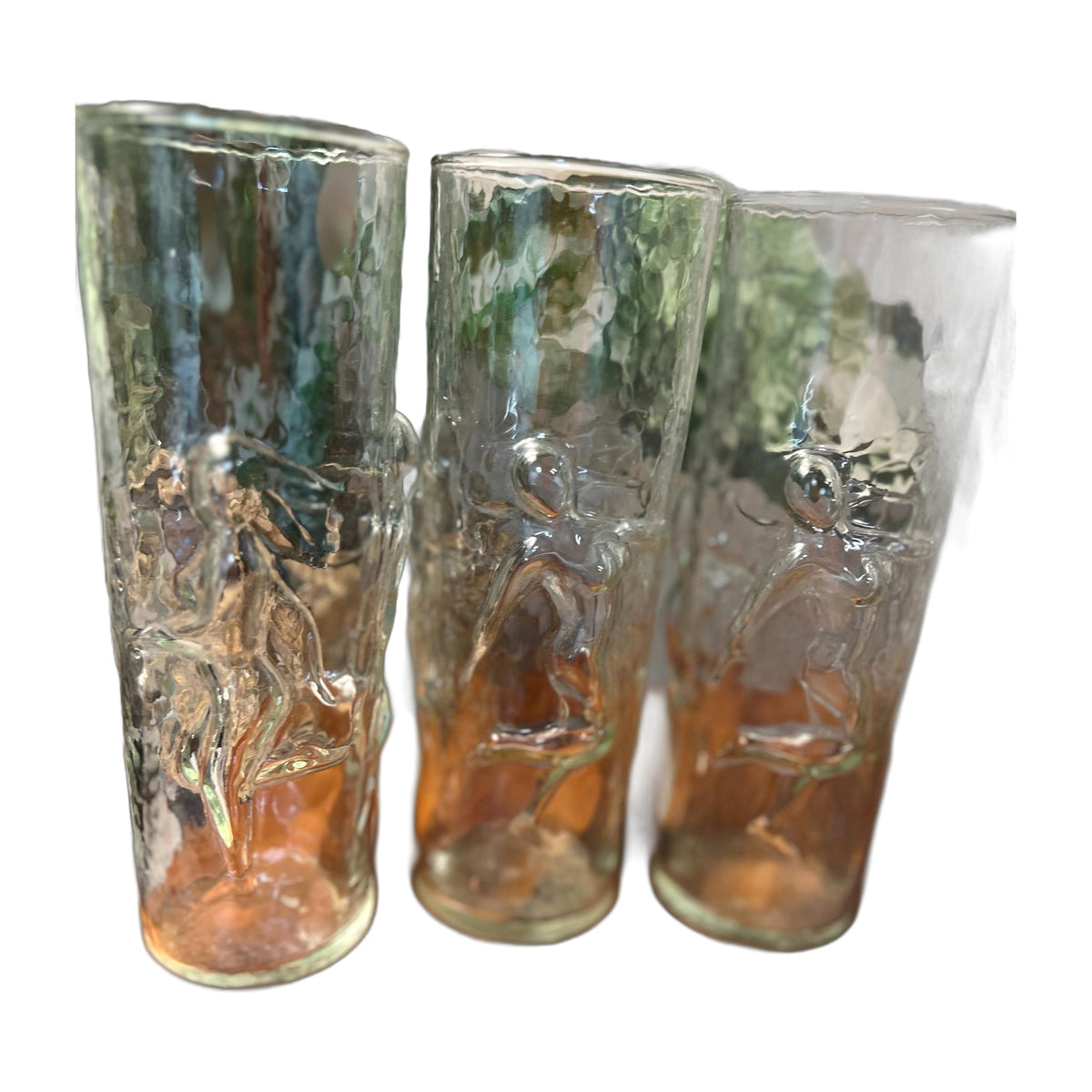 Vintage 5pc Libbey La Femme Drinking Glasses Nude Women Dancing Tumblers 7.25"