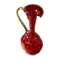 Vintage Amberina Hobnail Art Glass Pitcher W Handle Ruby Red 11" Hand Blown