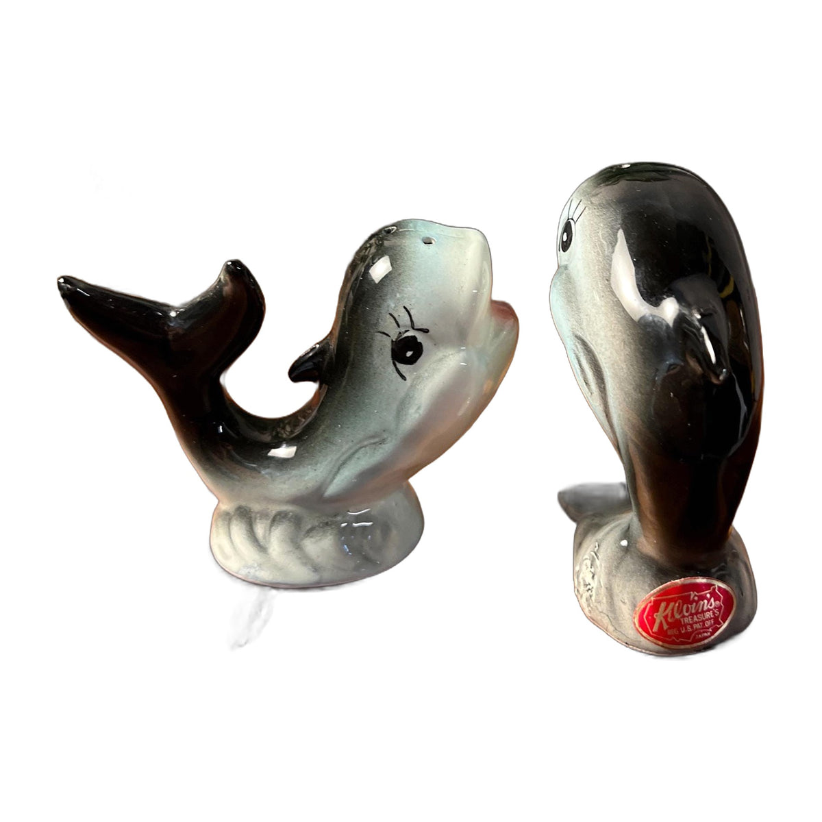 Vintage Anthropomorphic Whale S&P Shakers Japan Salt Pepper