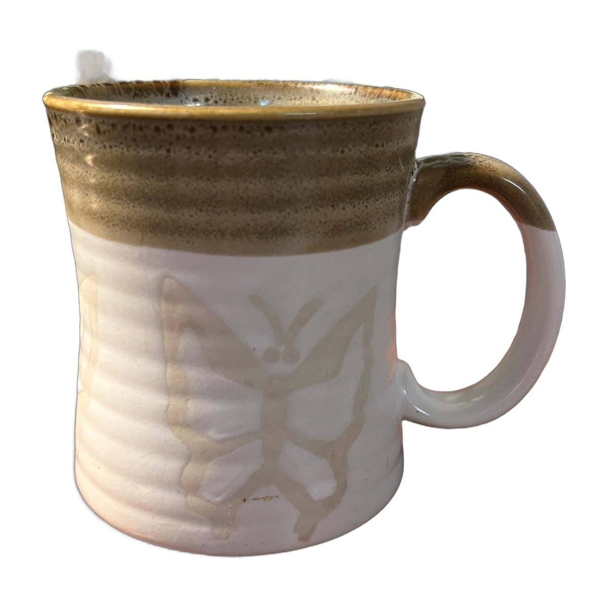 Vintage butterfly mug ceramic speckled