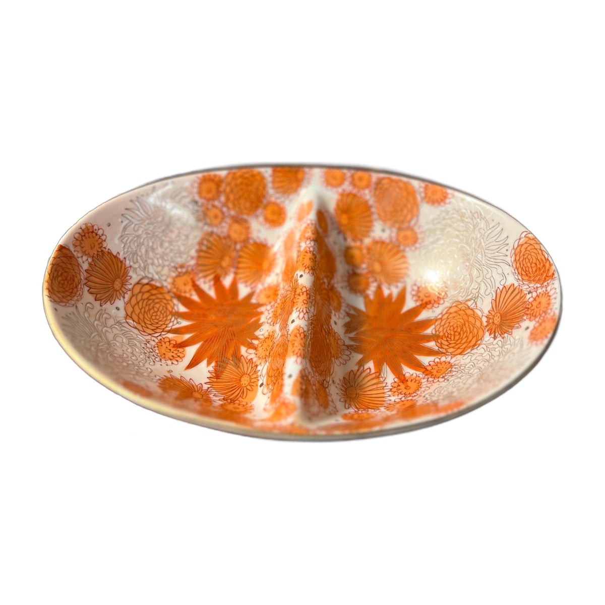 Vintage Ceramic Floral Divided Bowl Made In Japan 7x10