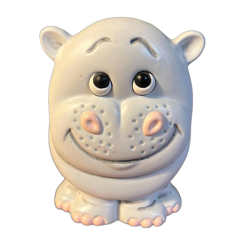 Vintage Ceramic Hippo sitting Statue Figure Hand Painted