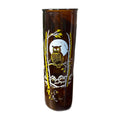 Vintage Double Sided Amber Glass 9" Tall Pillar Owl Candle 1970s Retro MCM Design