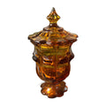 Vintage Fenton Valencia Amber Pedestal Glass Candy Dish w/ Lid Tobacco Cigarette Jar