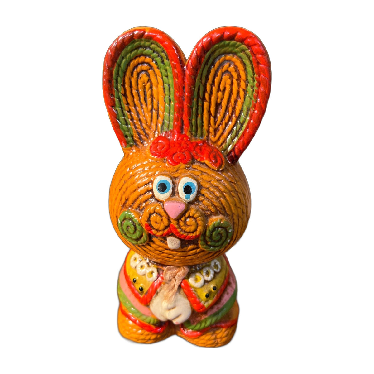 Vintage Lego 7" Chalkware Bunny Bank w/Ribbon