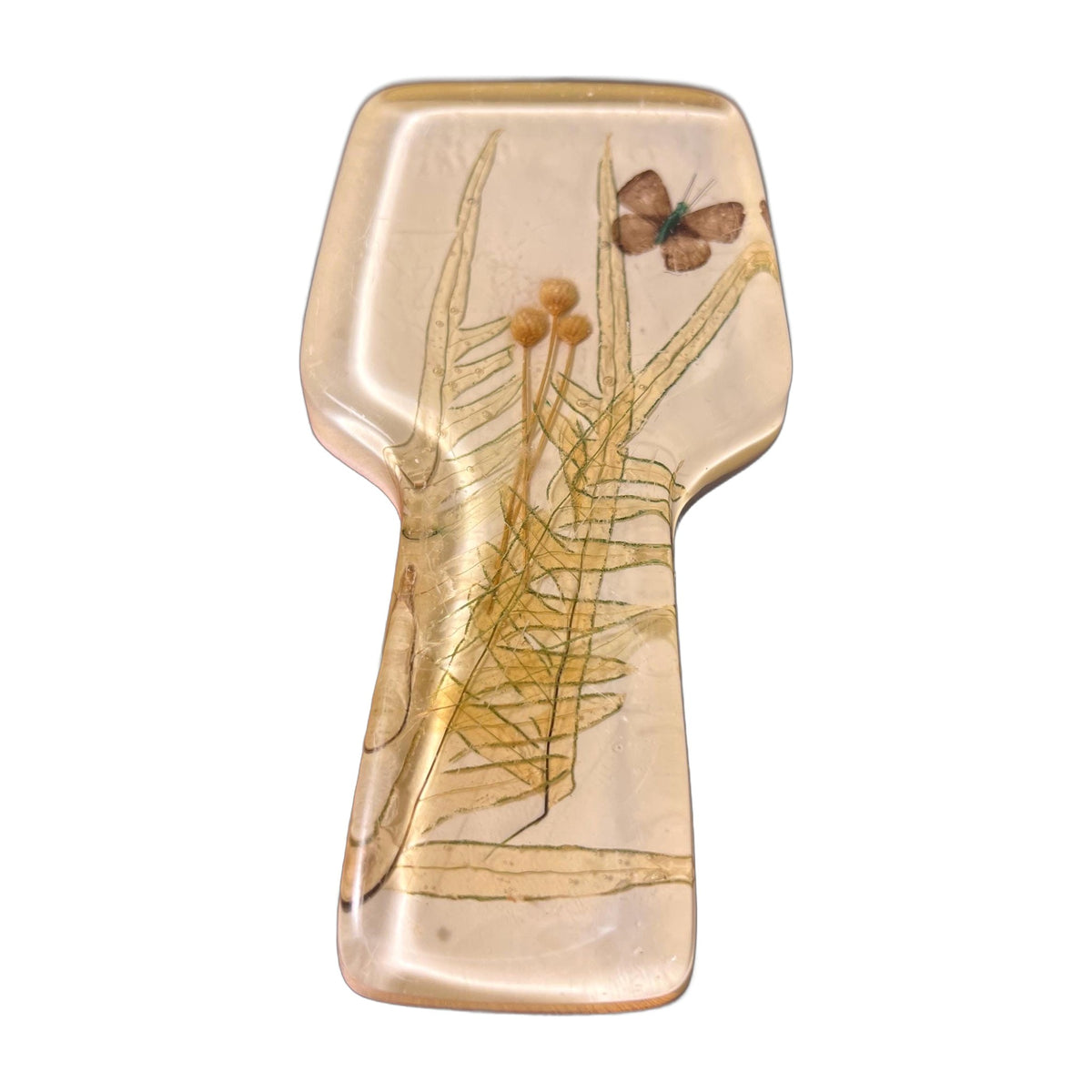 Vintage Lucite Butterfly Floral Spoon Rest