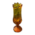 Vintage MCM Kanawha Glass Amber Moon & Star Swung Vase 9 1/2 Tall