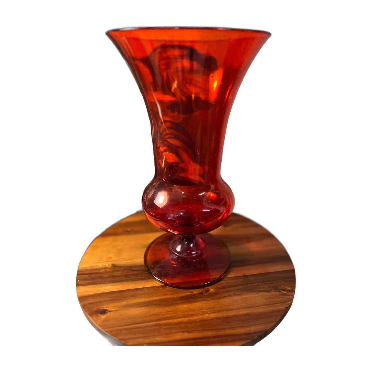 Vintage Mid Century Italian Red Art Glass Handled Sculptural Vase