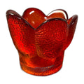 Vintage Viking Glass Amberina 6 Petal Votive Candle Holder Pebbled Texture 3"