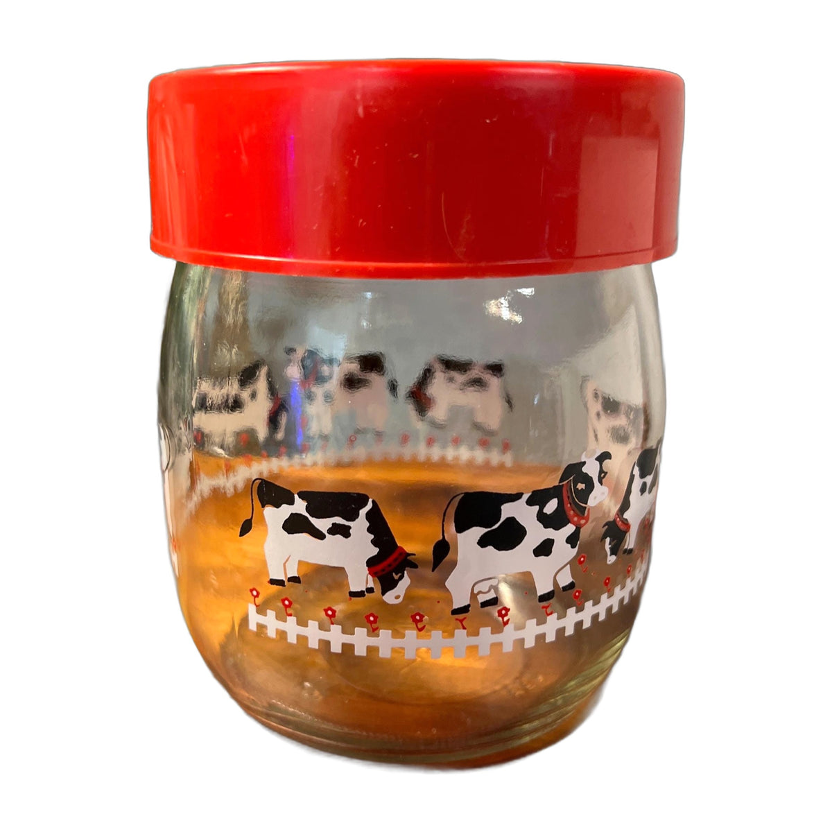 Vtg CARLTON GLASS Cows Farm Kitchen Storage Pantry Canister Jar 3/4 L Farmhouse