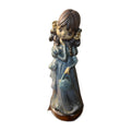 Vtg Ceramic Hand Painted Girl Holding Purse Blue Dress Figurine Signed Mary 1980