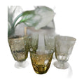 VTG Four Fostoria Mesa Amber Water Goblets Pedestal Base and One juice glass Etched Fostoria