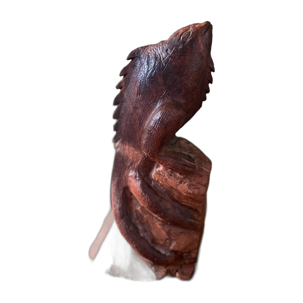 VTG MCM Large Ironwood Lizard Sculpture On Block Wood 10"H Hand Carved