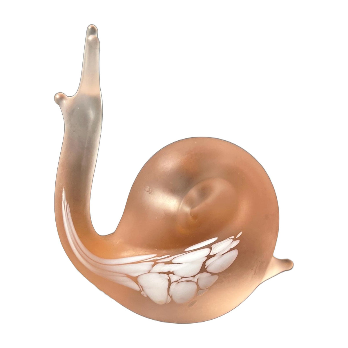 Vtg Murano Style Hand Blown Pink Mottled/White Art Glass Snail Paperweight